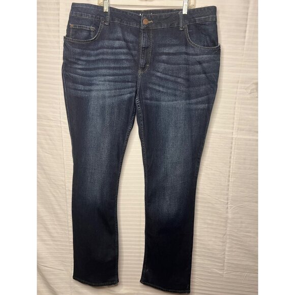 Lee Pants - Lee Riders Midrise Bootcut Jeans Womens 22W Dark Wash Stretch Denim Cotton Blend